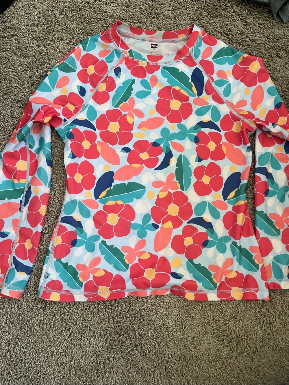 Colorful Floral Long-Sleeve Rash Guard Top - Kids